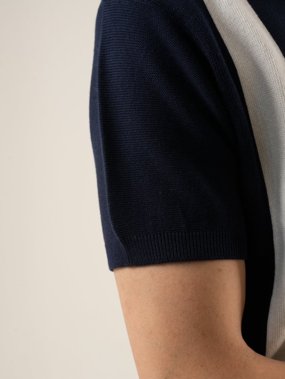 Vertical Striped Knit Polo