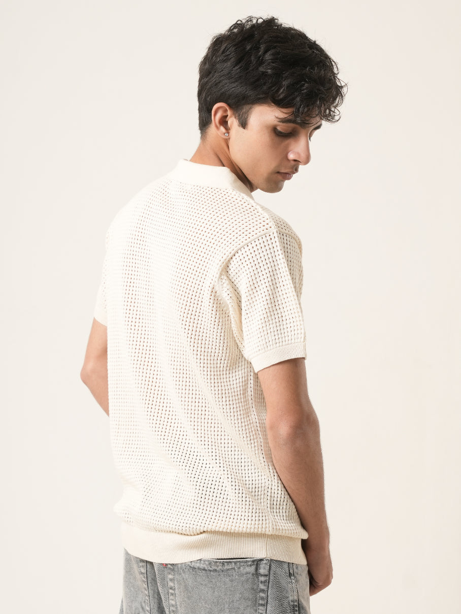 Open Knit Polo