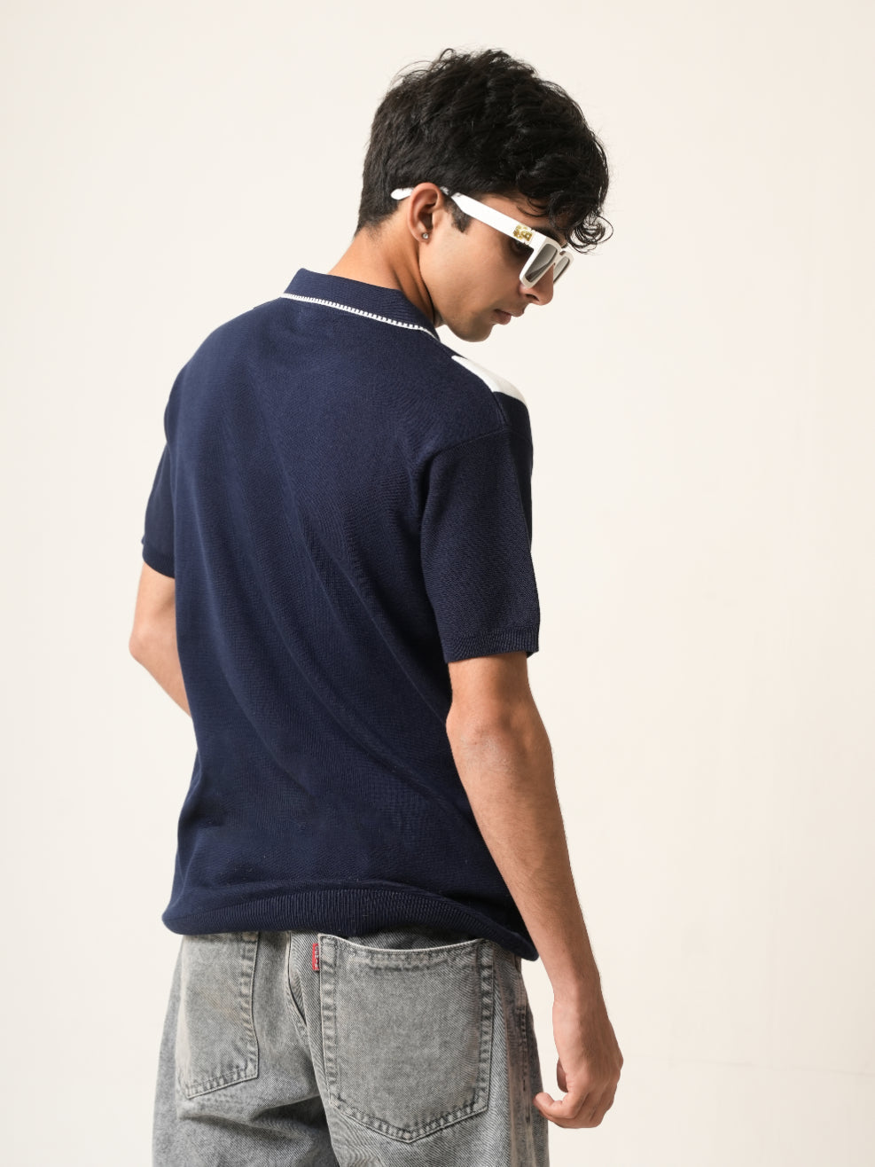 Vertical Striped Knit Polo