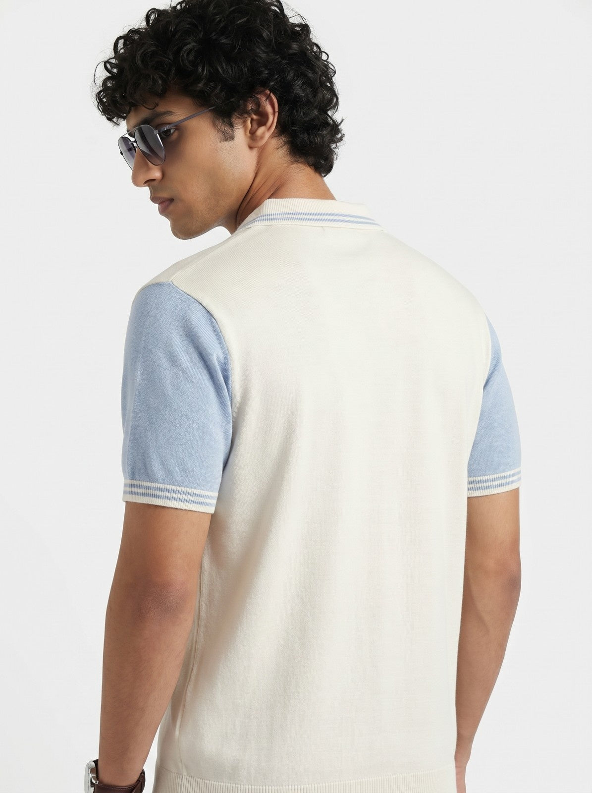 Contrast Sleeve Knit Polo