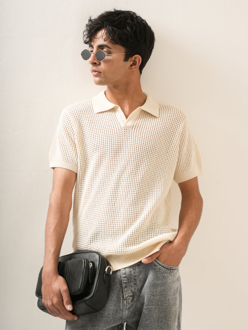 Open Knit Polo