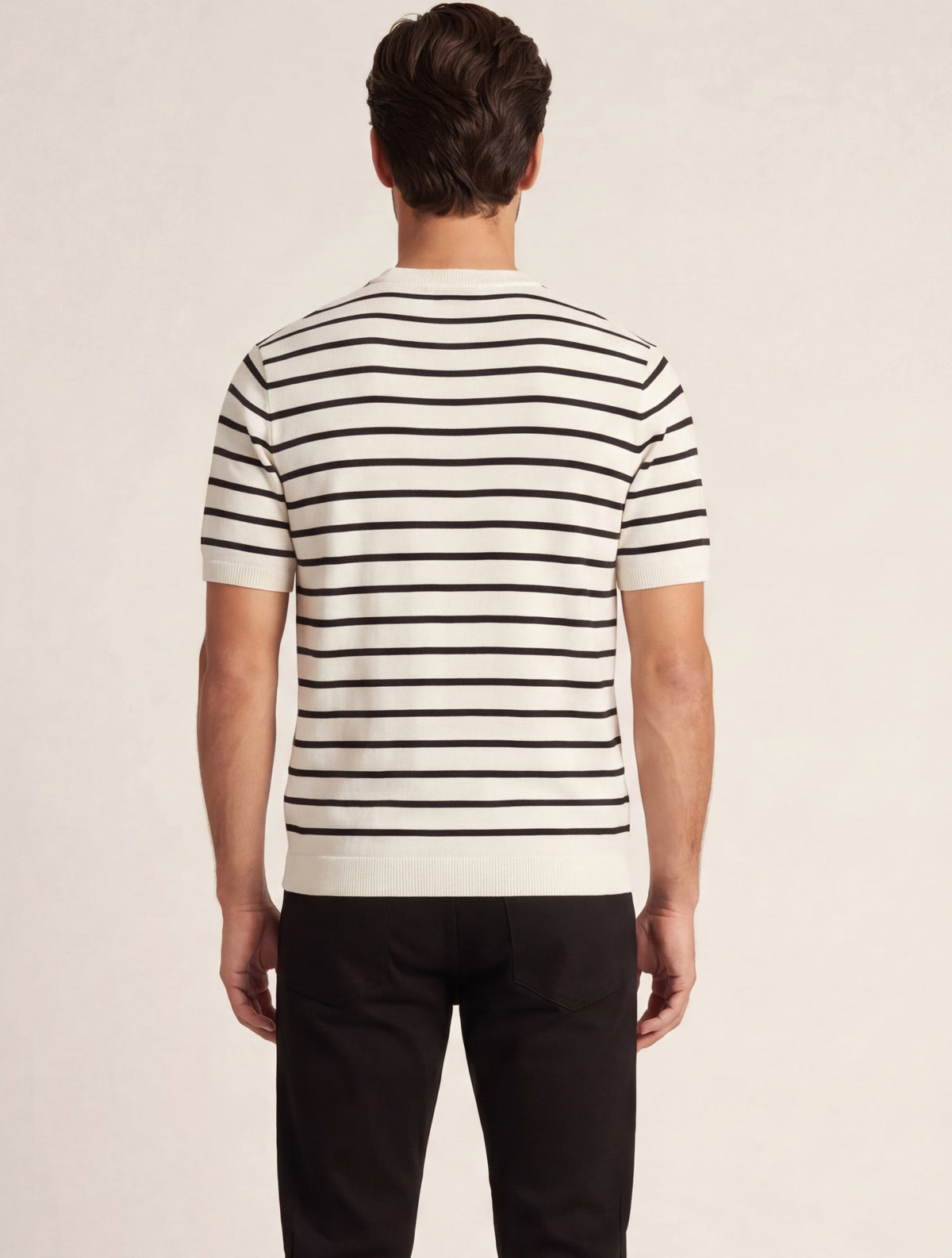 Fine Stripe Knit T-Shirt