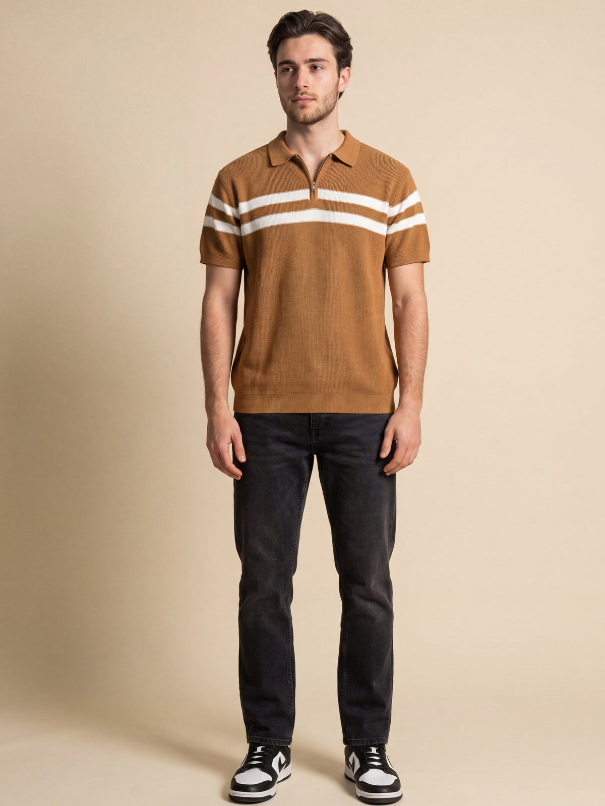Zip Collar Knit Polo