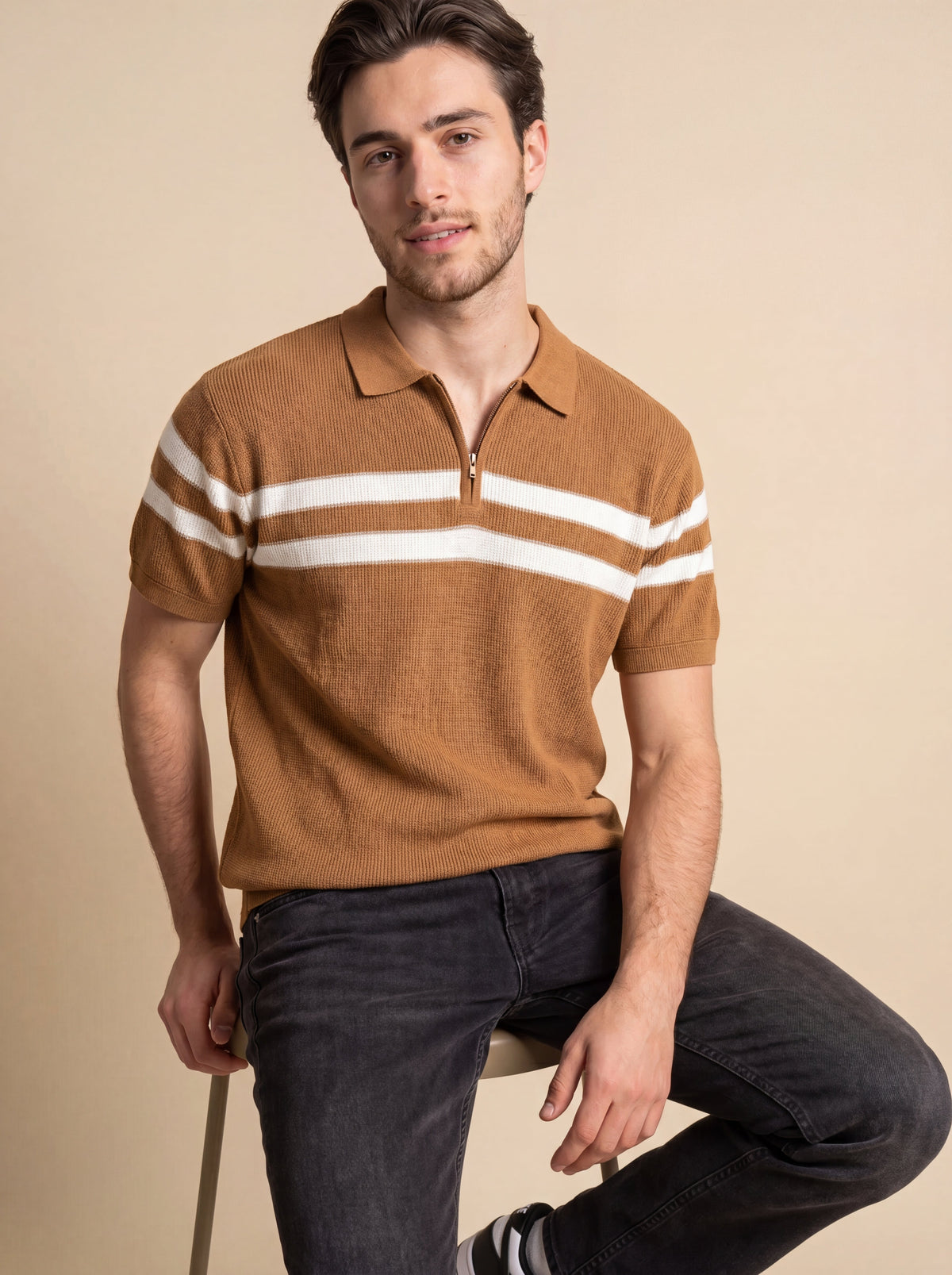 Zip Collar Knit Polo